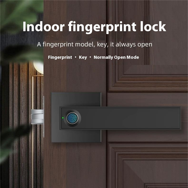 Indoor Fingerprint Door Lock — Key + Fingerprint + Always-Open Mode