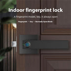 Indoor Fingerprint Door Lock — Key + Fingerprint + Always-Open Mode