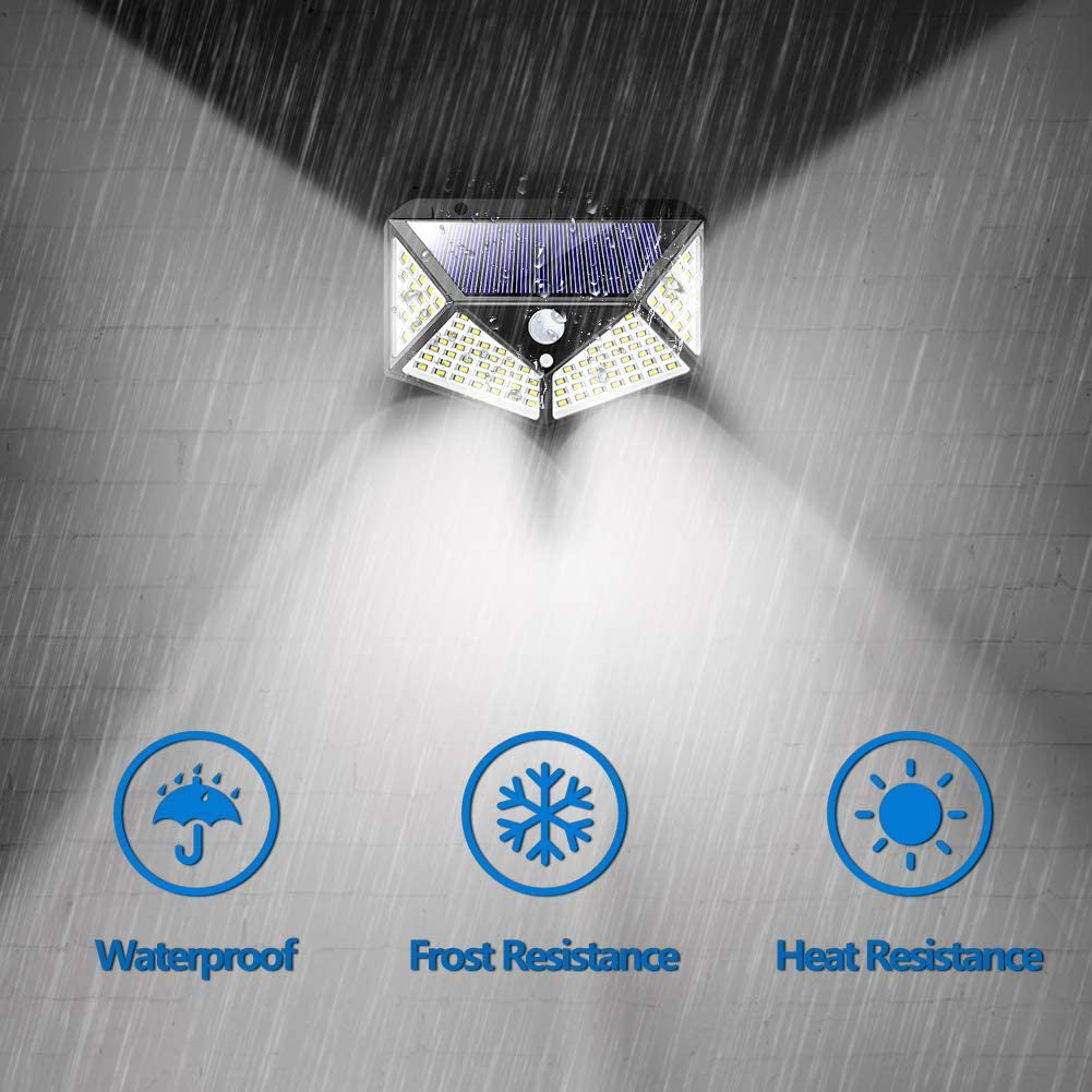 Solar Wall Light — 100 LED Motion Sensor Courtyard Light (All-Sided Illumination)