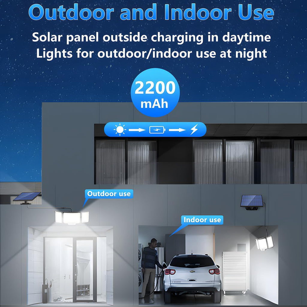 1–2 Pack Solar Lights Outdoor – 348 LED Motion Sensor Security Lights with Remote Control & 3 Adjustable Heads (IP65 Waterproof)