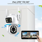 Outdoor Night Vision WiFi Surveillance Camera – Dual-Lens, Auto-Tracking, Smart Alerts (Alexa & Google Compatible)