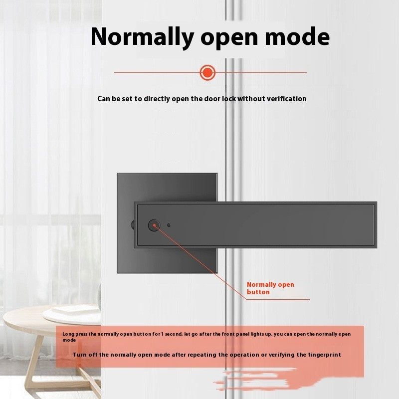 Indoor Fingerprint Door Lock — Key + Fingerprint + Always-Open Mode