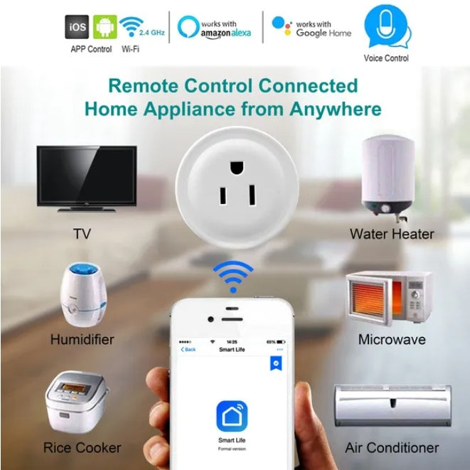 WiFi Smart Plug Outlet – App, Voice, and Timer Control (Alexa & Google Compatible)