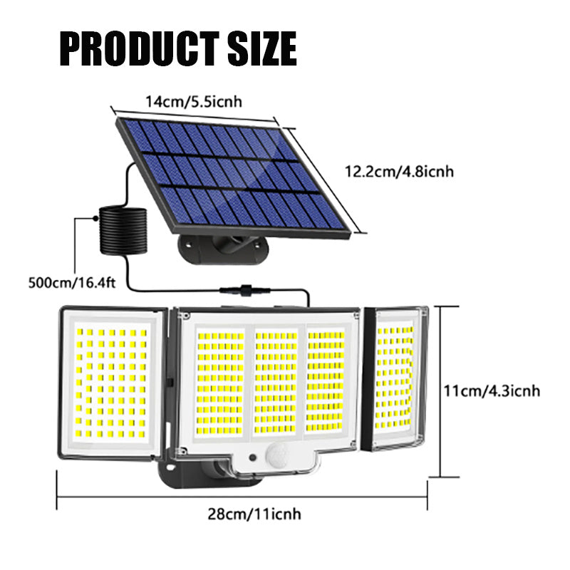 1–2 Pack Solar Lights Outdoor – 348 LED Motion Sensor Security Lights with Remote Control & 3 Adjustable Heads (IP65 Waterproof)
