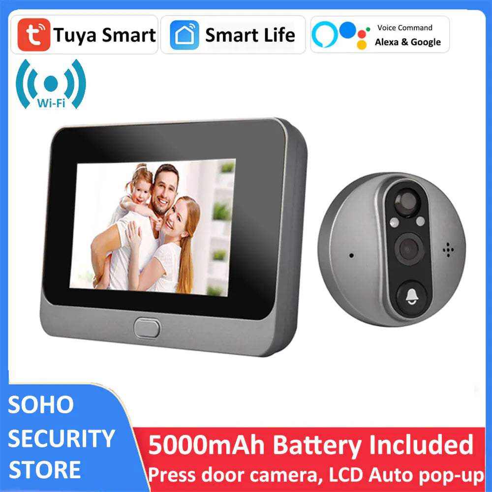 Tuya Smart 1080P WiFi Doorbell Camera with LCD Display & Two-Way Audio