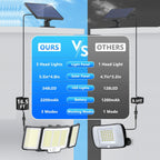 1–2 Pack Solar Lights Outdoor – 348 LED Motion Sensor Security Lights with Remote Control & 3 Adjustable Heads (IP65 Waterproof)