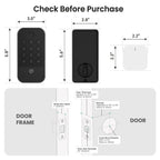 Smart WiFi & Bluetooth Door Lock With Fingerprint, Keypad & Code Entry, App Remote Control, Auto Lock, Black