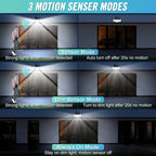 1–2 Pack Solar Lights Outdoor – 348 LED Motion Sensor Security Lights with Remote Control & 3 Adjustable Heads (IP65 Waterproof)