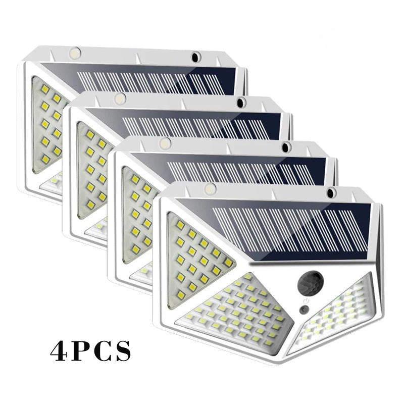 Solar Wall Light — 100 LED Motion Sensor Courtyard Light (All-Sided Illumination)