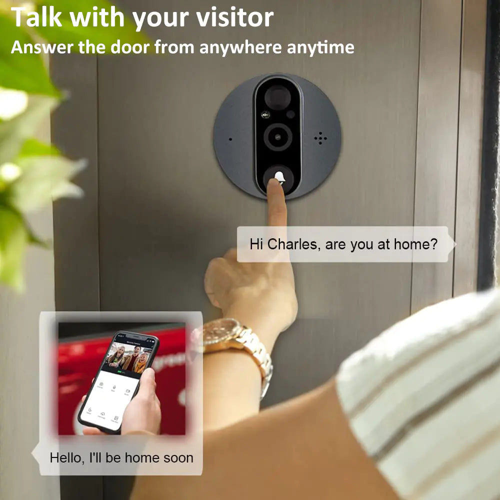 Tuya Smart 1080P WiFi Doorbell Camera with LCD Display & Two-Way Audio